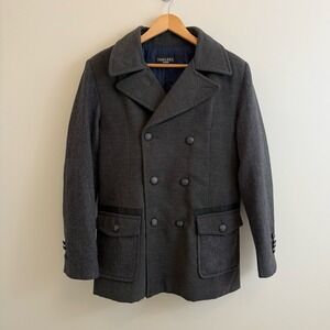 Charcoal Double-Breasted Pea Coat‎